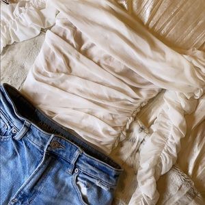 Fashion nova off the shoulders white body suit!